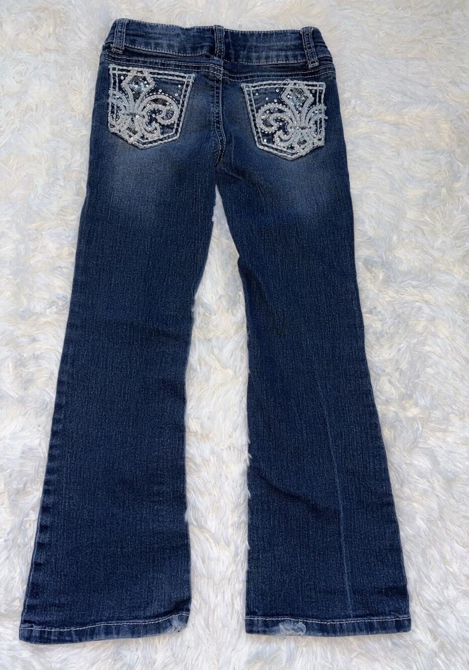 Faded Glory Girls 6 Plus Fun, Embellished Bootcut Jeans. Cute